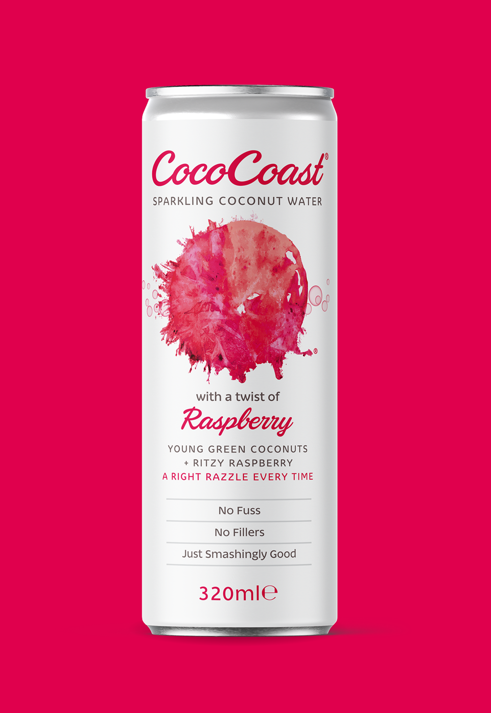 CocoCoast Coconut Water with a twist of Raspberry 24x320ml can