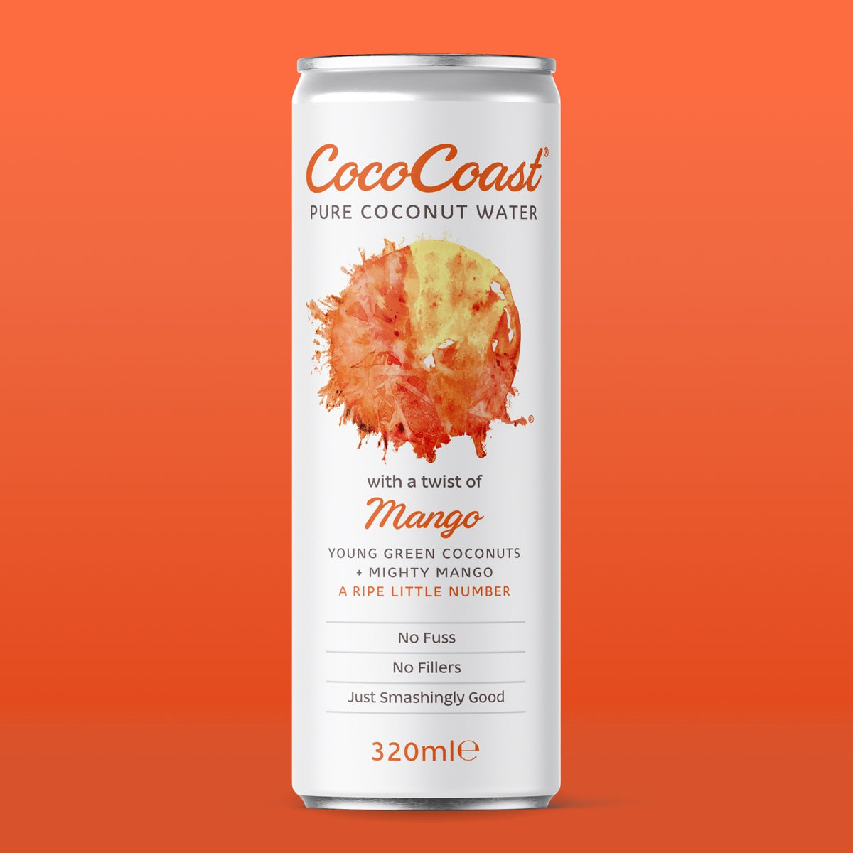 CocoCoast natural Coconut Water with a twist of Mango 24x320ml cans