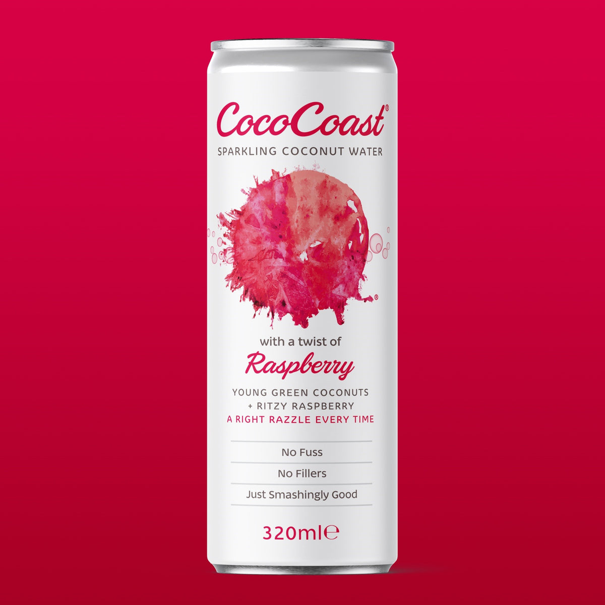 CocoCoast Coconut Water with a twist of Raspberry 24x320ml can